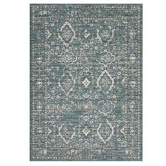 Washable Distressed Accent Rug, Ultra Thin Soft Foldable Vintage Floral Print Carpet
