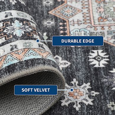 Area Rug Low Pile Foldable Rug Machine Washable Non Slip Soft Carpet for Living Room Kitchen