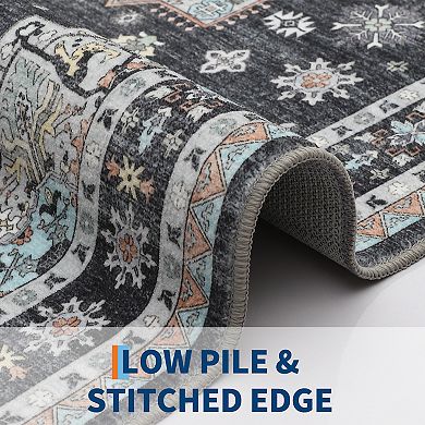 Area Rug Low Pile Foldable Rug Machine Washable Non Slip Soft Carpet for Living Room Kitchen