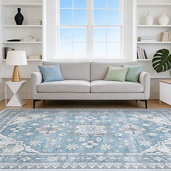 Area Rug Low Pile Foldable Rug Machine Washable Non Slip Soft Carpet for Living Room Kitchen