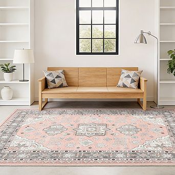 Area Rug Low Pile Foldable Rug Machine Washable Non Slip Soft Carpet for Living Room Kitchen