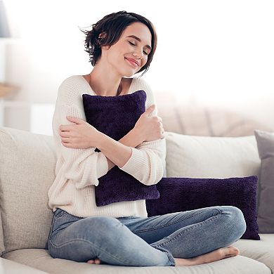 Cheer Collection Set of 2 Microsherpa Accent Throw Pillows With Inserts Soft Plush Home Decor