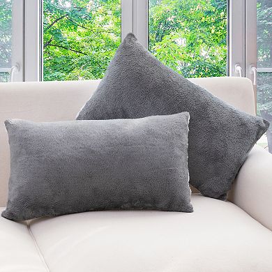 Cheer Collection Set of 2 Microsherpa Accent Throw Pillows With Inserts Soft Plush Home Decor
