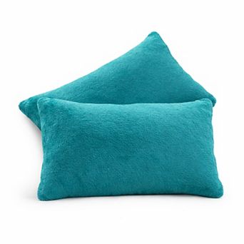 Cheer Collection Set of 2 Microsherpa Accent Throw Pillows With Inserts Soft Plush Home Decor