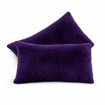 Cheer Collection Set of 2 Microsherpa Accent Throw Pillows With Inserts Soft Plush Home Decor