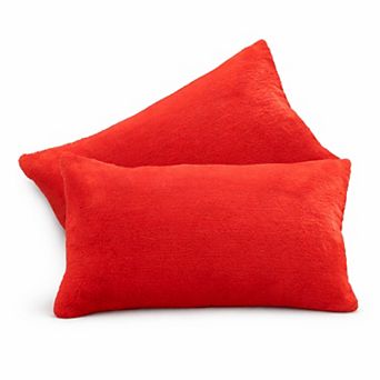 Cheer Collection Set of 2 Microsherpa Accent Throw Pillows With Inserts Soft Plush Home Decor
