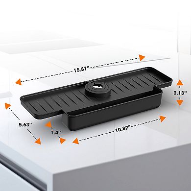 Cheer Collection Silicone Faucet Draining Mat Splash Guard With Soap Holder For Kitchen Sink