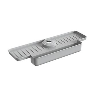 Cheer Collection Silicone Faucet Draining Mat Splash Guard With Soap Holder For Kitchen Sink