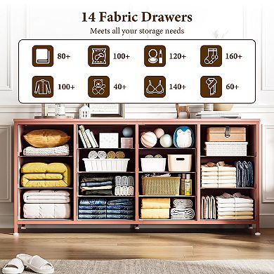 ANIXOL 63" Dresser TV Stand with 14 Drawers