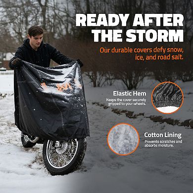 Mockins 91"x49"x39" Heavy Duty 250g PVC Motorcycle Cover with Cotton Lining