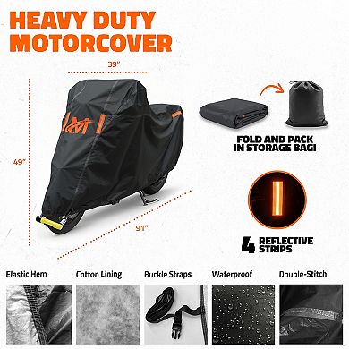 Mockins 91"x49"x39" Heavy Duty 250g PVC Motorcycle Cover with Cotton Lining