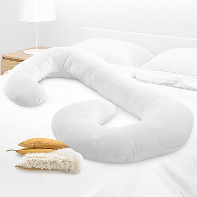 Cheer Collection J Shape Kapok Pregnancy Pillow with Washable Cover