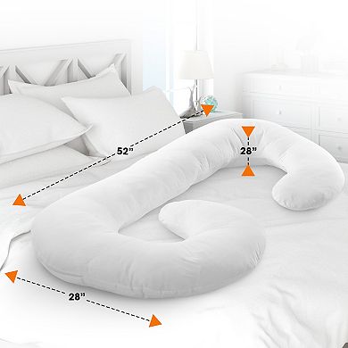 Cheer Collection J Shape Kapok Pregnancy Pillow with Washable Cover