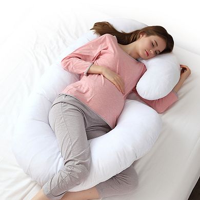 Cheer Collection J Shape Kapok Pregnancy Pillow with Washable Cover