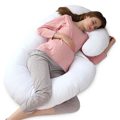 Cheer Collection J Shape Kapok Pregnancy Pillow with Washable Cover