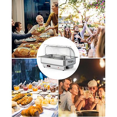 Chafing Dish Electric Buffet Set, 9 QT Stainless Steel Food Servers and Warmers