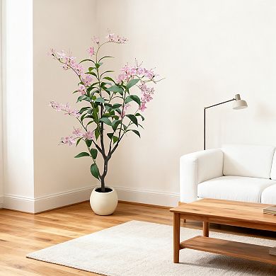 4Ft/5Ft/6Ft Potted Jasmine Tree, 3D Realistic UV-Resistant Artificial Plant, Suitable for Indoor