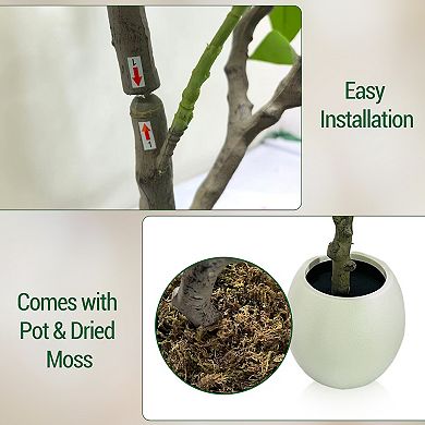 4Ft/5Ft/6Ft Potted Jasmine Tree, 3D Realistic UV-Resistant Artificial Plant, Suitable for Indoor