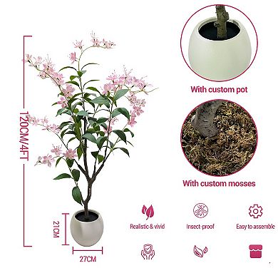 4Ft/5Ft/6Ft Potted Jasmine Tree, 3D Realistic UV-Resistant Artificial Plant, Suitable for Indoor