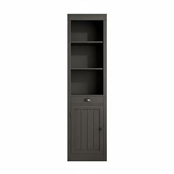 71" Tall Bookcase with Drawers & Doors, 3 tier Open Narrow Bookshelf with Adjustable Shelves