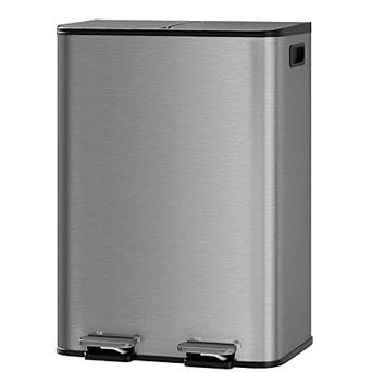 Metal Waste Bin with Removable PP Buckets, Fingerprint-Proof, Space-Saving Design for Home, Kitchen