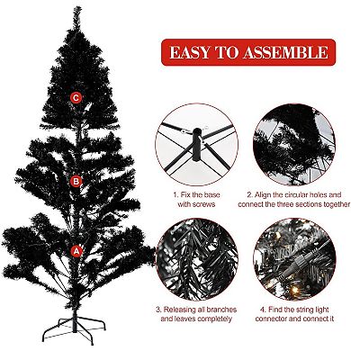 Prelit Artificial Christmas Tree with 250 Warm White LED Lights, Battery Operated Xmas Tree