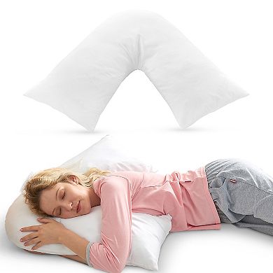 Cheer Collection V Shaped Kapok Fiber Body Pillow with Washable Cover for Full Body Comfort
