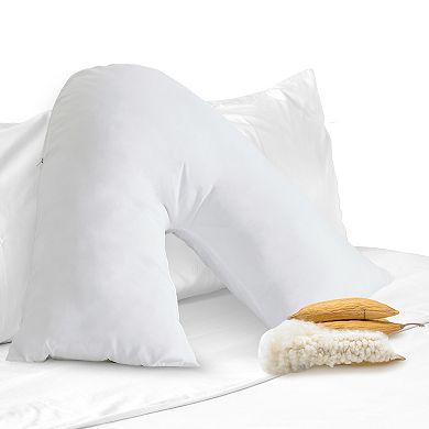 Cheer Collection V Shaped Kapok Fiber Body Pillow with Washable Cover for Full Body Comfort