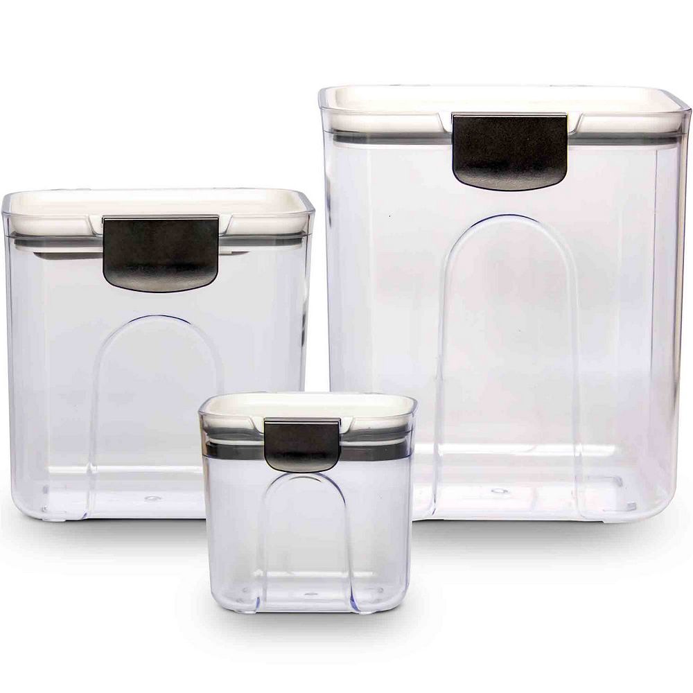 Cheer Collection Set of 3 Airtight Food Storage Containers with Hinged Lids