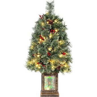 3ft Christmas Tree with Lights, Tabletop Pre-Lit Artificial Christmas Tree with 70 LED Lights