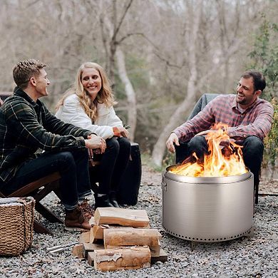 Smokeless Fireplace ,Stainless Steel Wood Burning Portable Bonfire Pit with Handle Outdoor Fireplace
