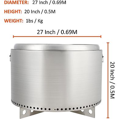 Smokeless Fireplace ,Stainless Steel Wood Burning Portable Bonfire Pit with Handle Outdoor Fireplace