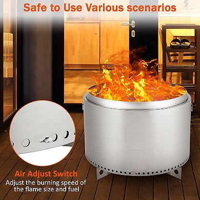 Smokeless Fireplace ,Stainless Steel Wood Burning Portable Bonfire Pit with Handle Outdoor Fireplace