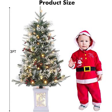 2pcs Christmas Tree Battery Operated 3 Ft Potted Christmas Tree with 78 Led Light,for Tabletop Decor