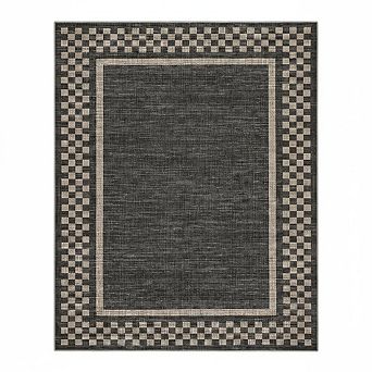 Washable Area Rug，Modern Checkerboard Design with Border, Non-Shedding & Non-Slip
