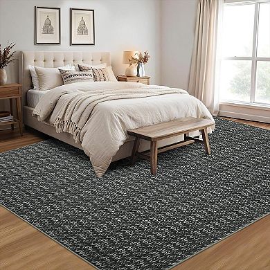 Washable Printed Rugs，Distressed Modern Abstract Braided Pattern Area Rug