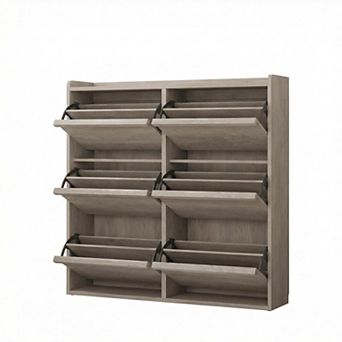 Shoe Cabinet with 6 Flip Drawers, Hidden Shoe Rack w/ Adjustable Shelf, Shoe Organizer for Entryway