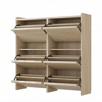 Shoe Cabinet with 6 Flip Drawers, Hidden Shoe Rack w/ Adjustable Shelf, Shoe Organizer for Entryway
