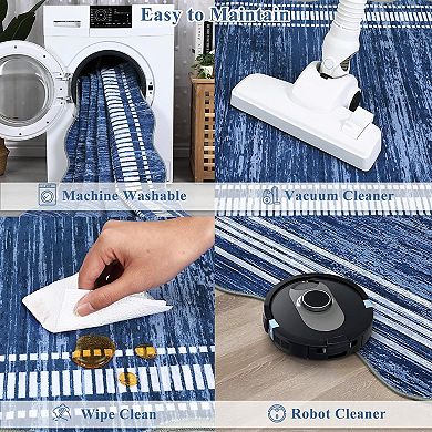 Scalloped Washable Rug for Living Room Bedroom Dining Room