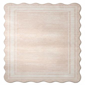 Scalloped Washable Rug for Living Room Bedroom Dining Room
