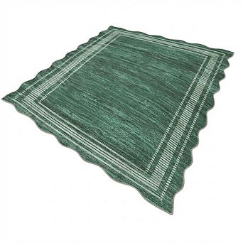 Scalloped Washable Rug for Living Room Bedroom Dining Room