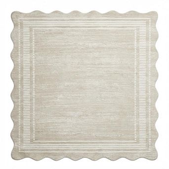 Scalloped Washable Rug for Living Room Bedroom Dining Room
