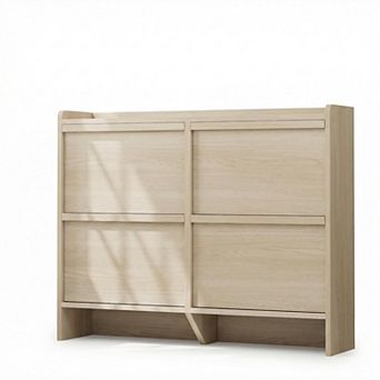 Shoe Cabinet with 4 Flip Drawers, Hidden Shoe Rack w/ Adjustable Shelf, Shoe Organizer for Entryway