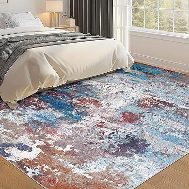 Modern Abstract Runner Rug, Washable Non-Slip for Hallway Kitchen Nursery Laundry