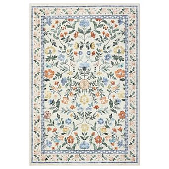 Washable Runner Rug, Soft Vintage Floral Bedside Rug for Entryway, Hallway, Kitchen, Low Pile