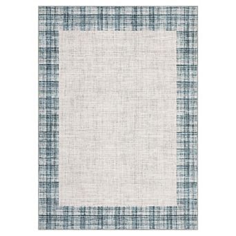 Washable Border Solid Rug, Non-Slip, Tan Rug for Living Room, Bedroom, Dining Room, Entryway