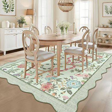 Modern Floral Living Room Rug,Soft Non Slip,Low Pile,Stain Resistant,Washable