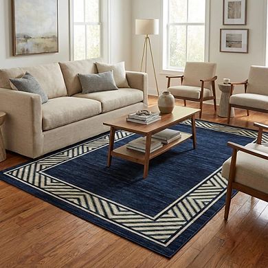 Washable Rug，Non Slip Modern Bordered Rug，Foldable Indoor Carpet，Ultra-Soft