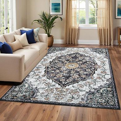 Washable Boho Vintage Rug for Living Room Bedroom Dining Room