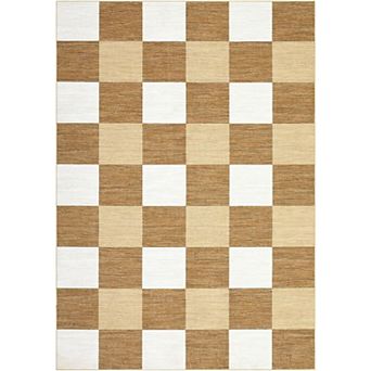 Modern Plaid Area Rug, Minimalist Thin Carpet for Living Room Bedroom Entryway Office